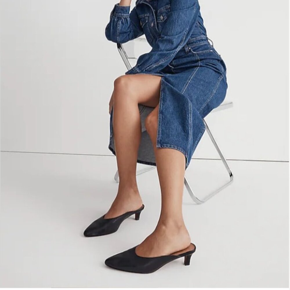 Madewell Taye Mule kitten heel black 5